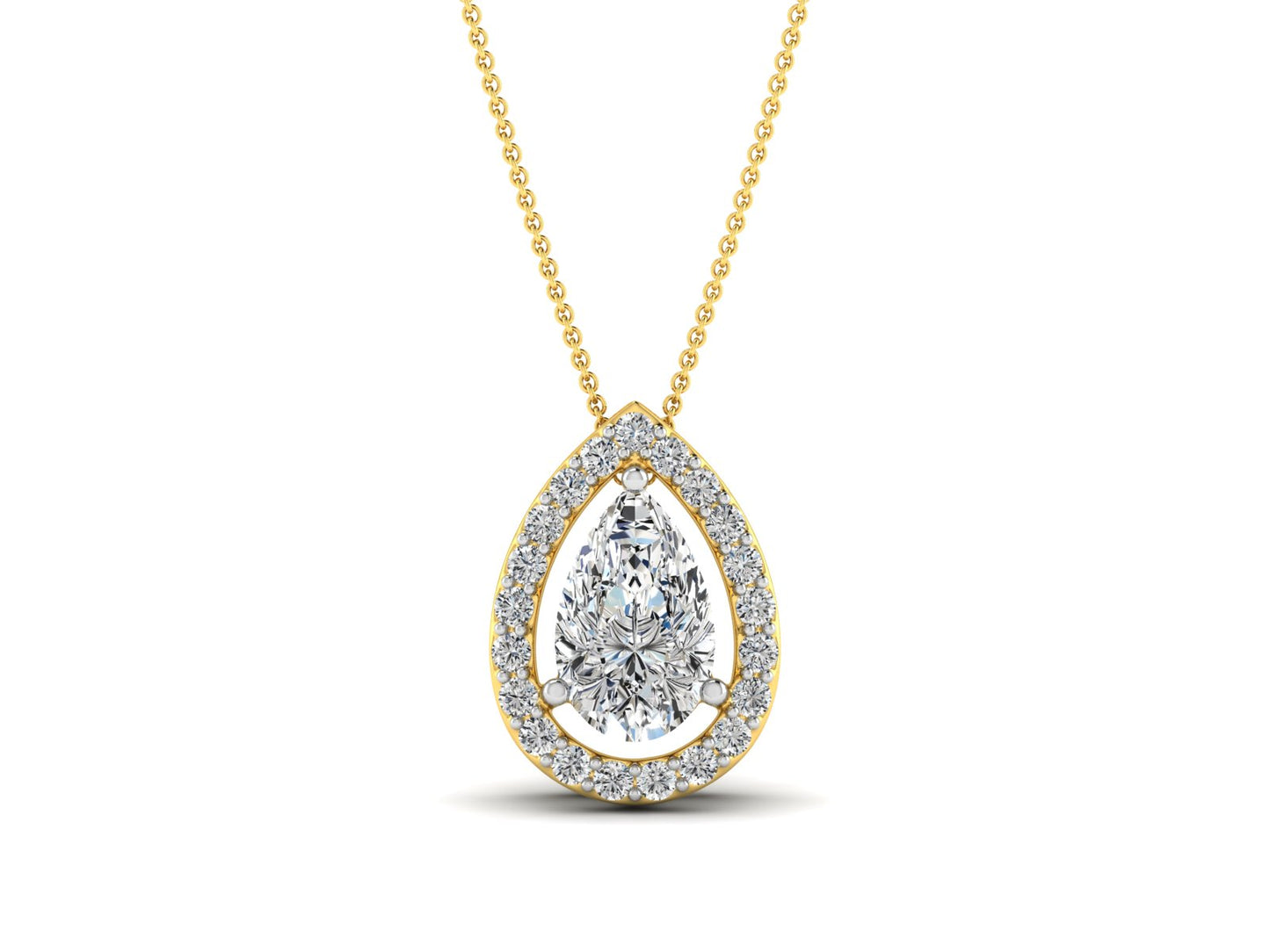 Diamond Moissanite Pear Solitaire Necklace