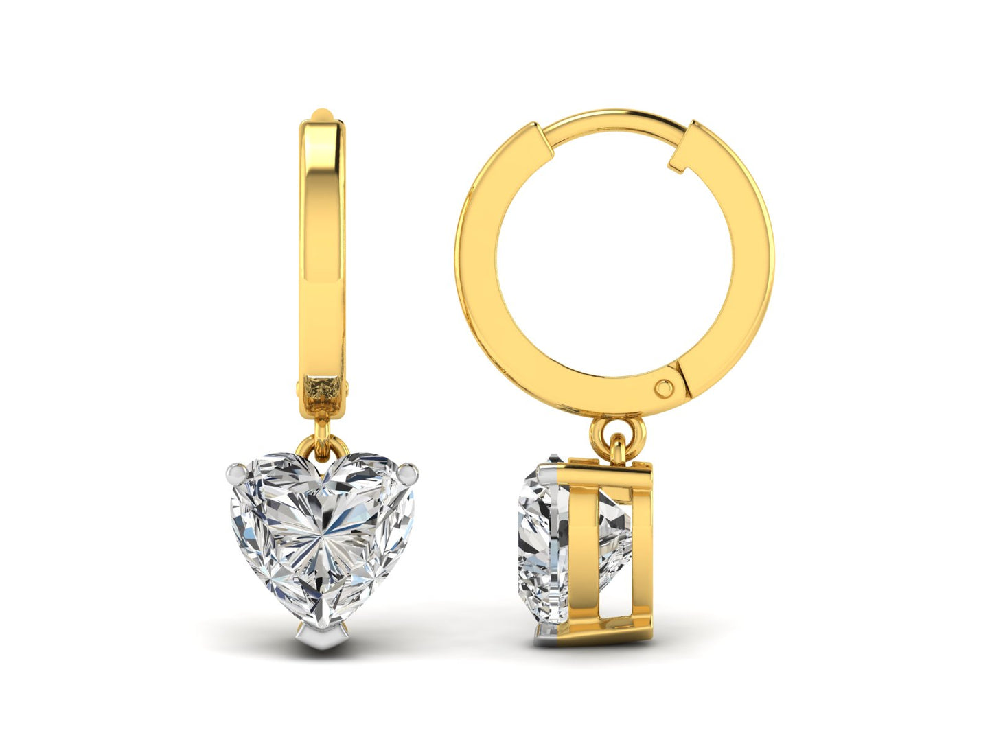 Diamond Moissanite Heart Solitaire Hoops