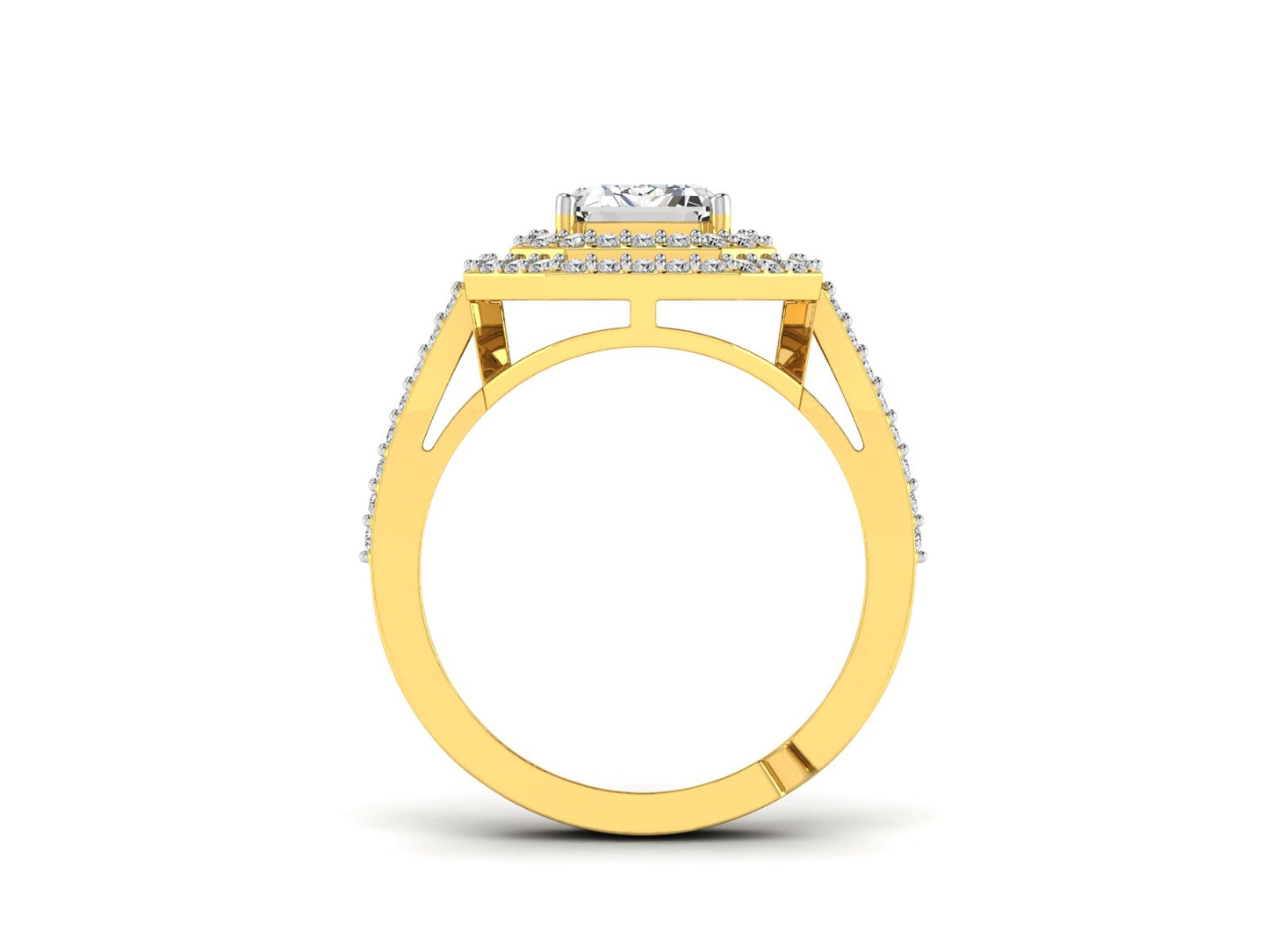Diamond Moissanite Emerald Solitaire Ring