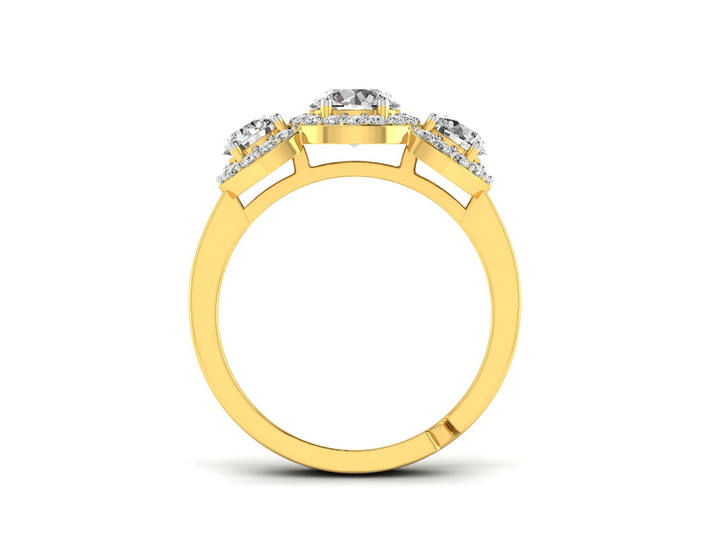 Diamond Moissanite Solitaire Trinity Ring