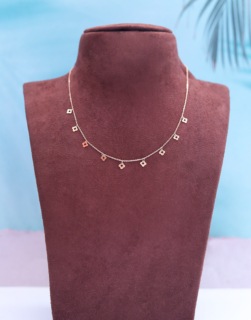 Rosegold Charm Layer Necklace (Flower)