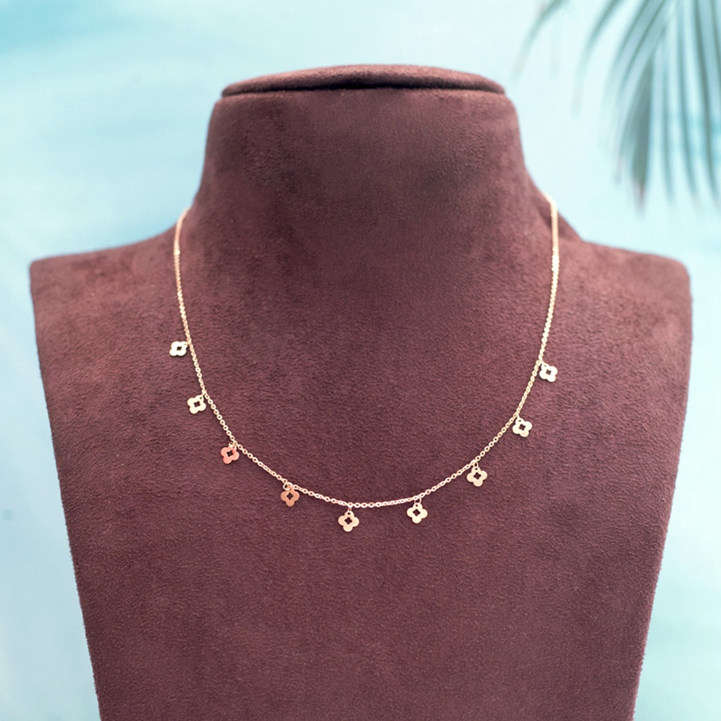 Rosegold Charm Layer Necklace (Flower)