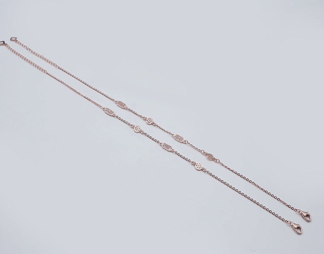 Rosegold Chakra and CZ Rectangle Anklet