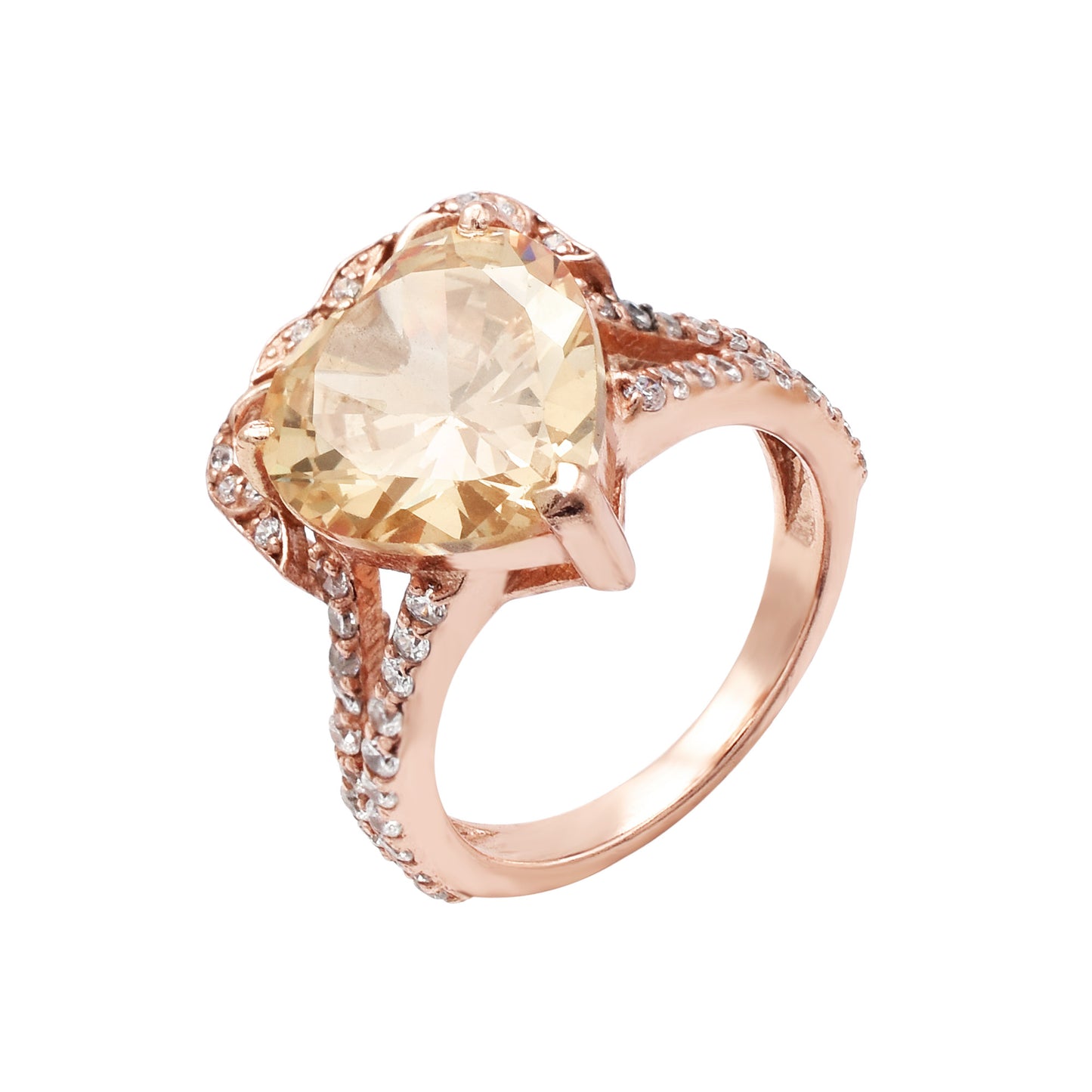 Rosegold Adjustable Crown Heart Ring