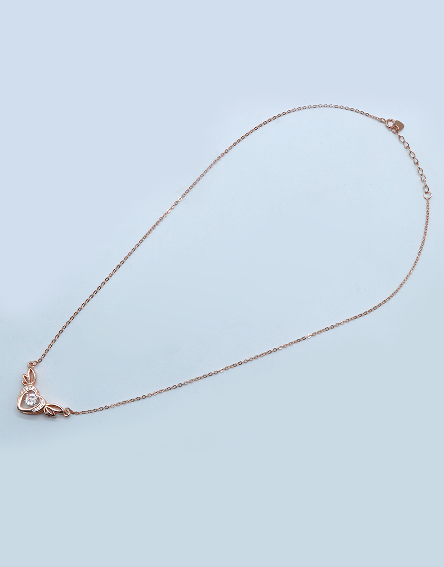 Rosegold Dancing Diamond Angel Heart Necklace