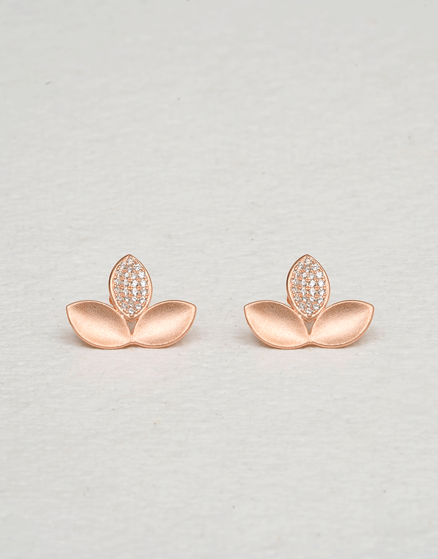 Rosegold Matte leaf Studs