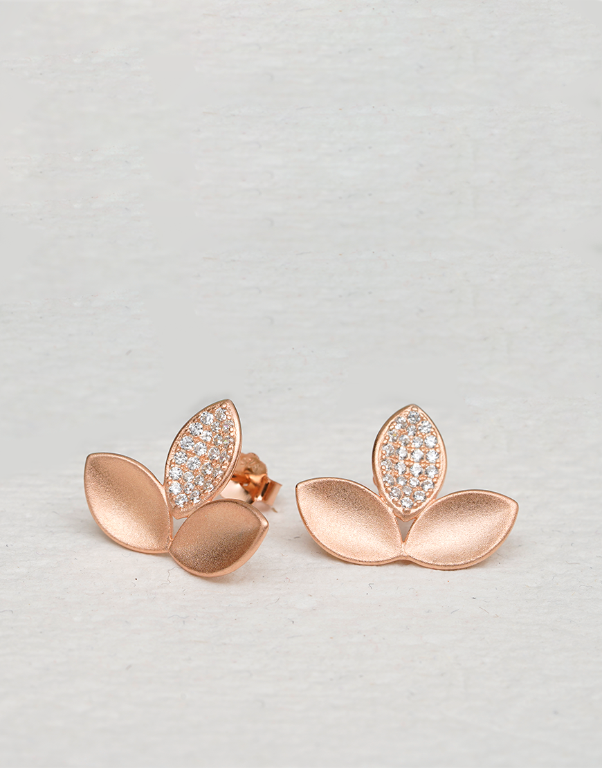Rosegold Matte leaf Studs