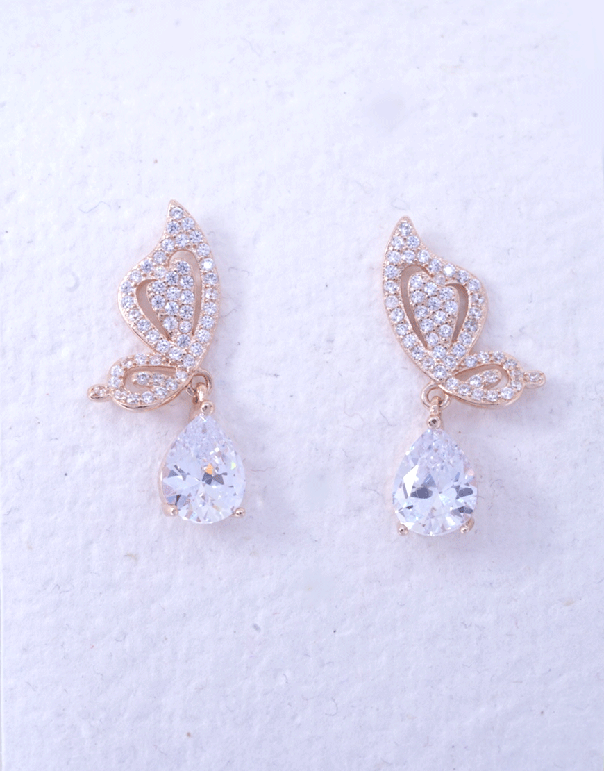 Rosegold Butterfly Drop Earring