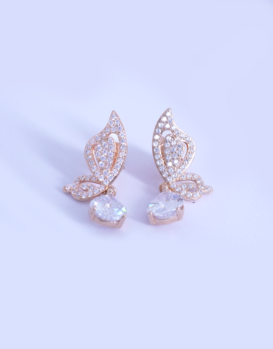 Rosegold Butterfly Drop Earring