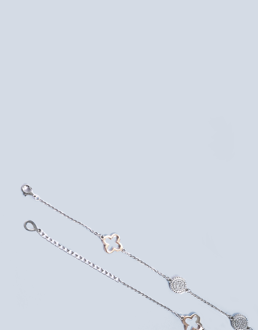 Silver 2-Tone Clove Charm Anklet