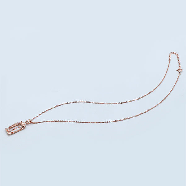 Silver 2-line Box Necklace (Rose gold)