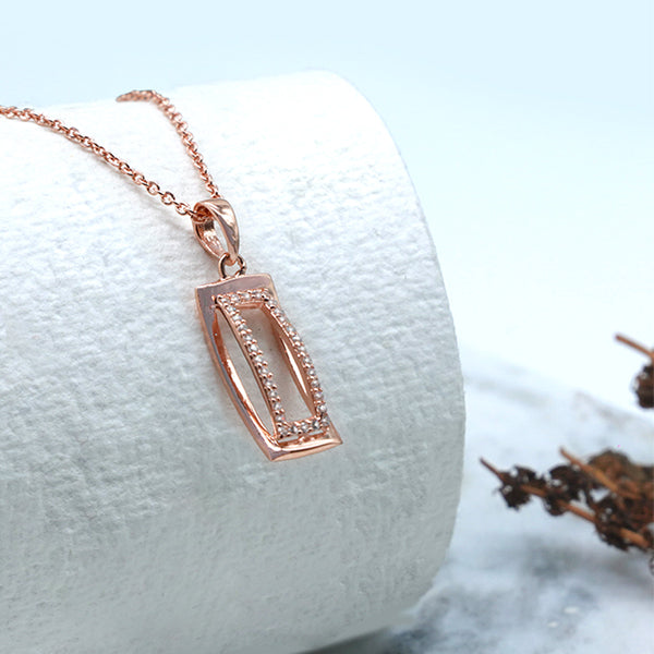 Silver 2-line Box Necklace (Rose gold)