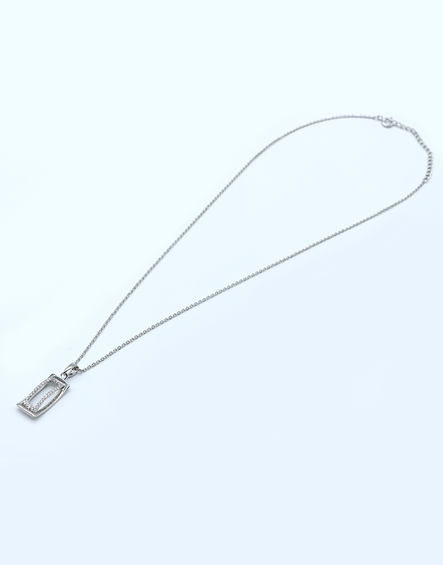 Silver 2-line Box Necklace (Silver)