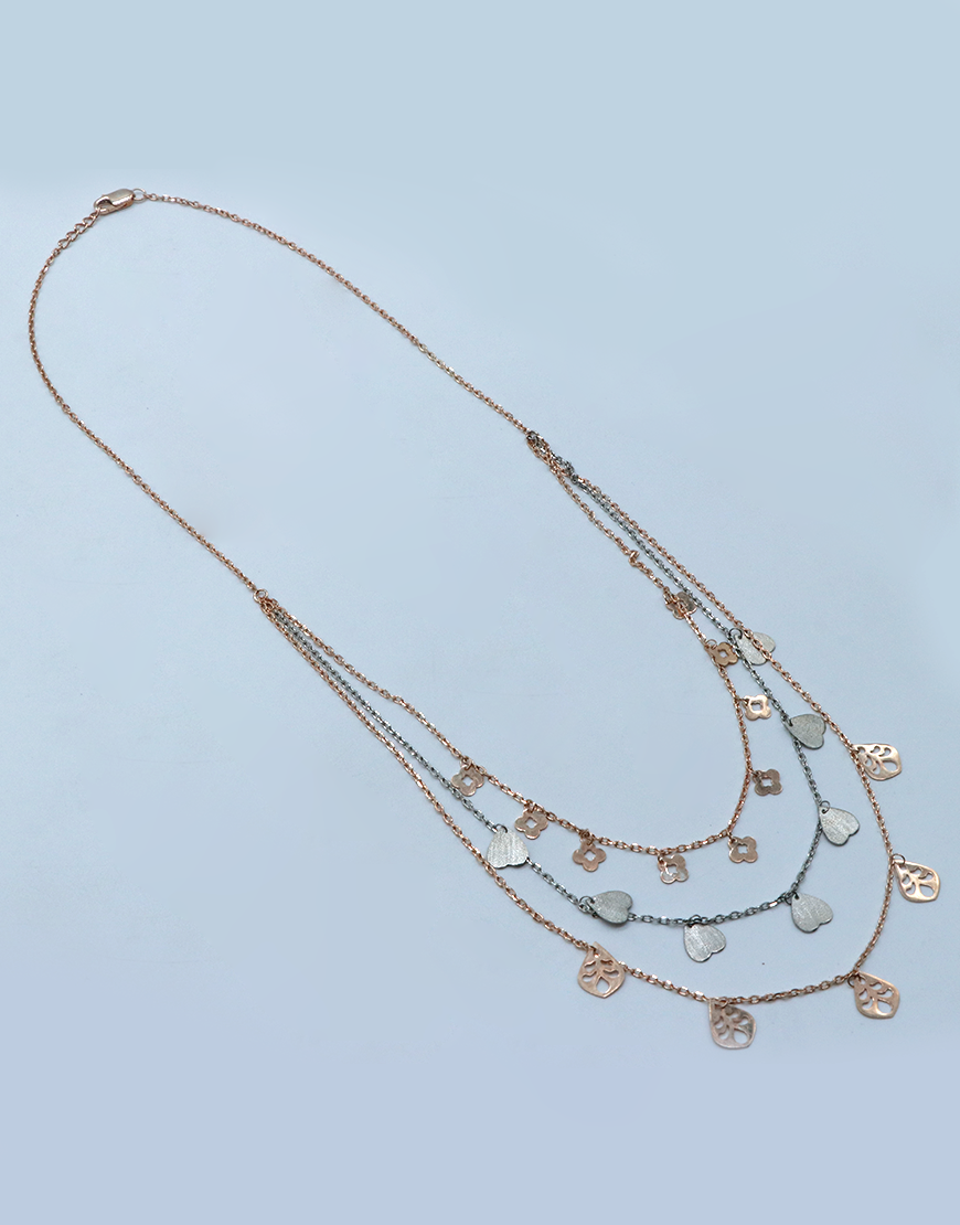 Silver 3-line Charm Layered Necklace(Multi)
