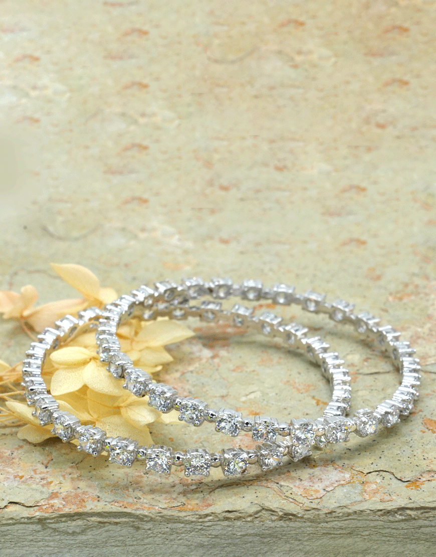 Silver 4.5 mm Swarovski diamond bangle
