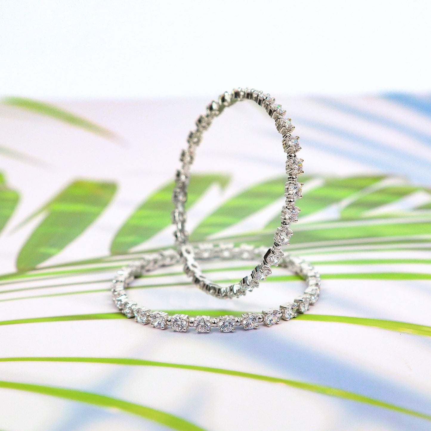 Silver 4.5 mm Swarovski diamond bangle