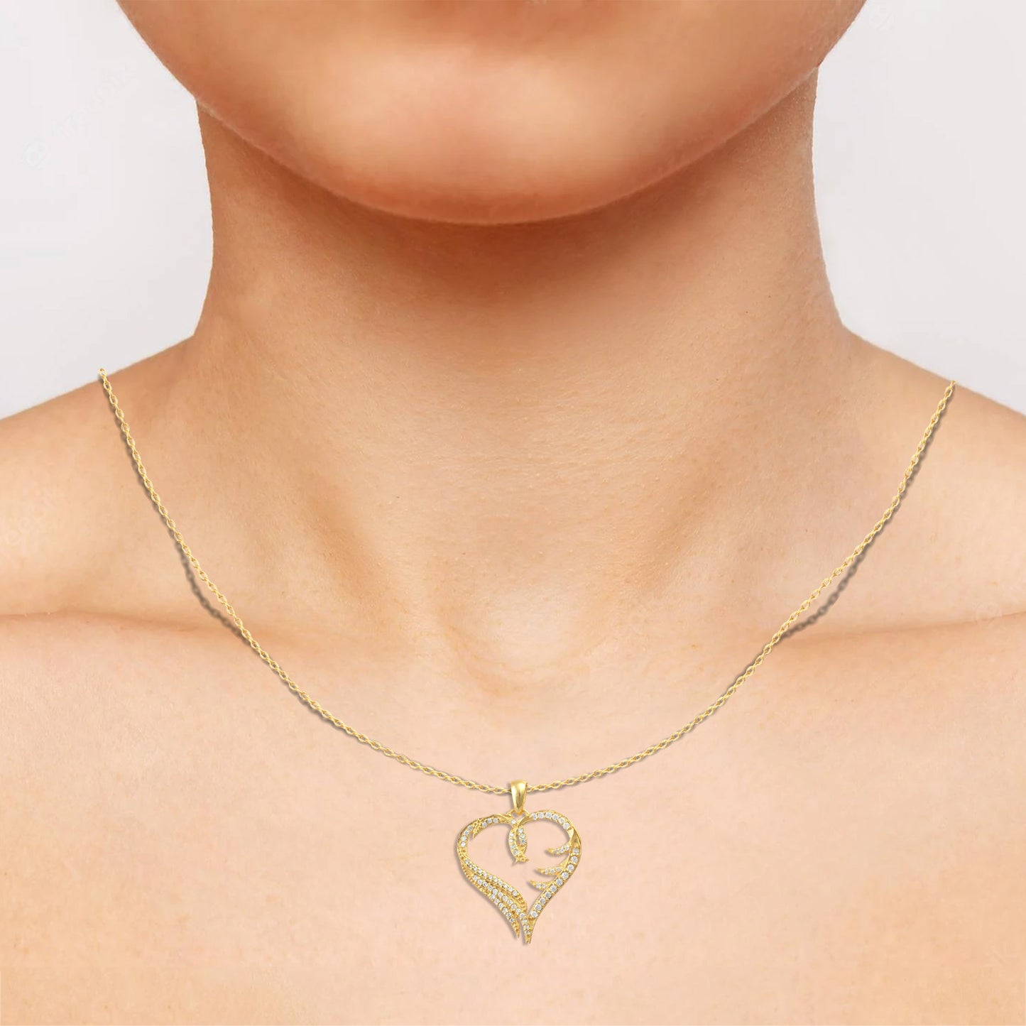 Silver Angel Heart Necklace