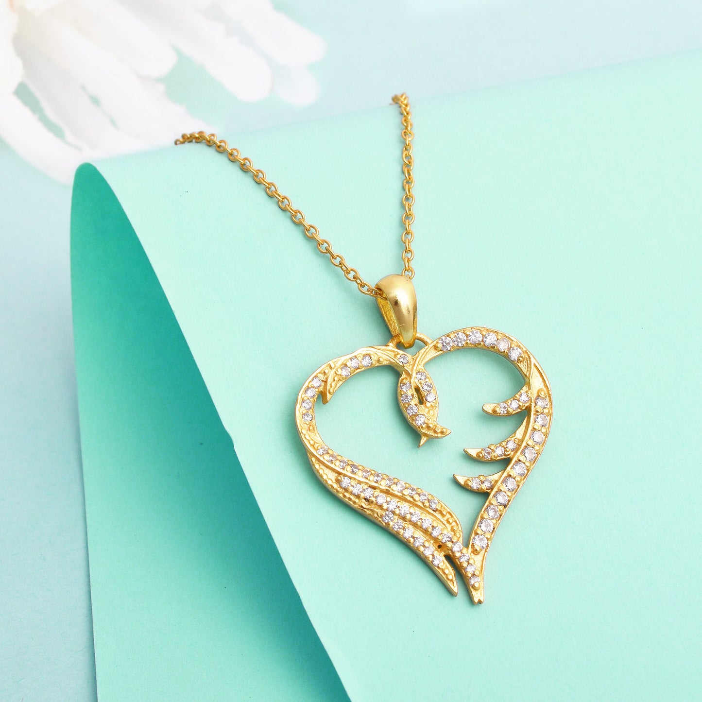 Silver Angel Heart Necklace