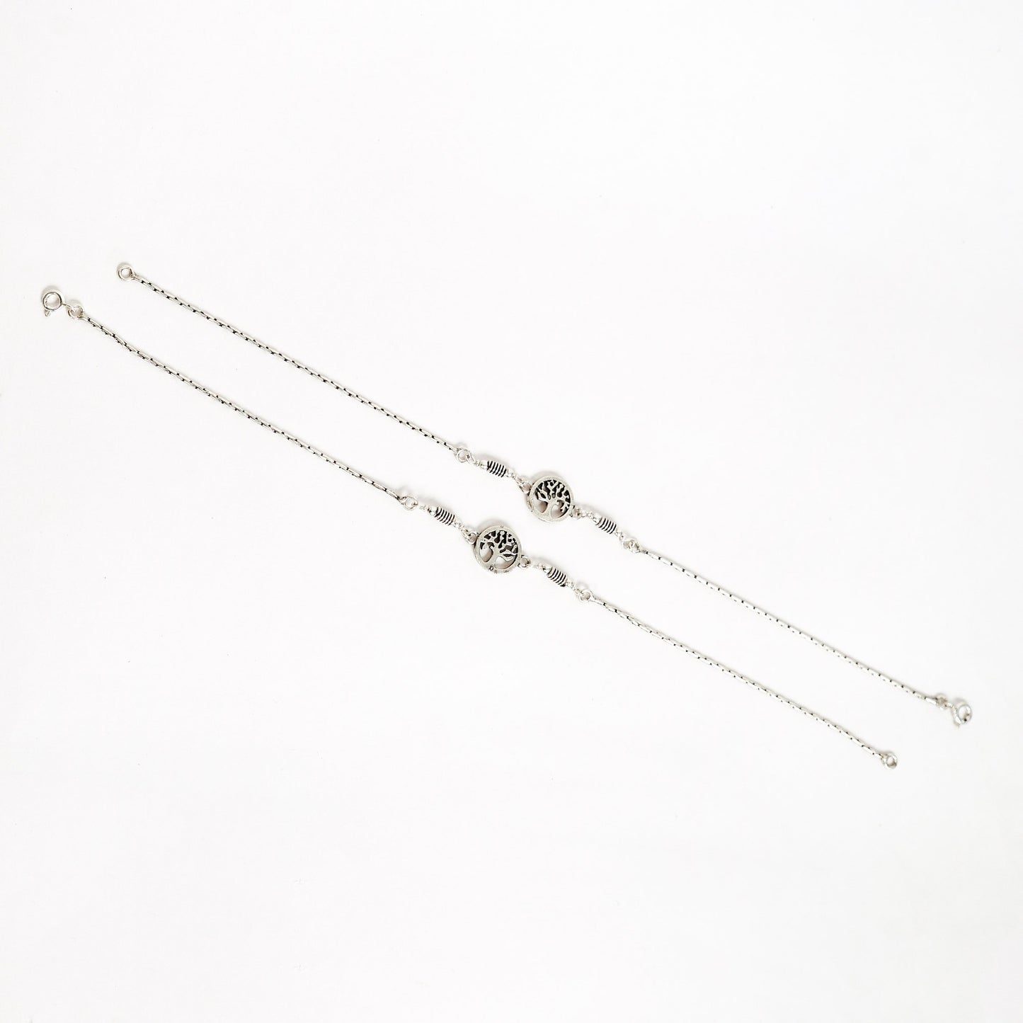 Silver Antique Tree Charm Anklet
