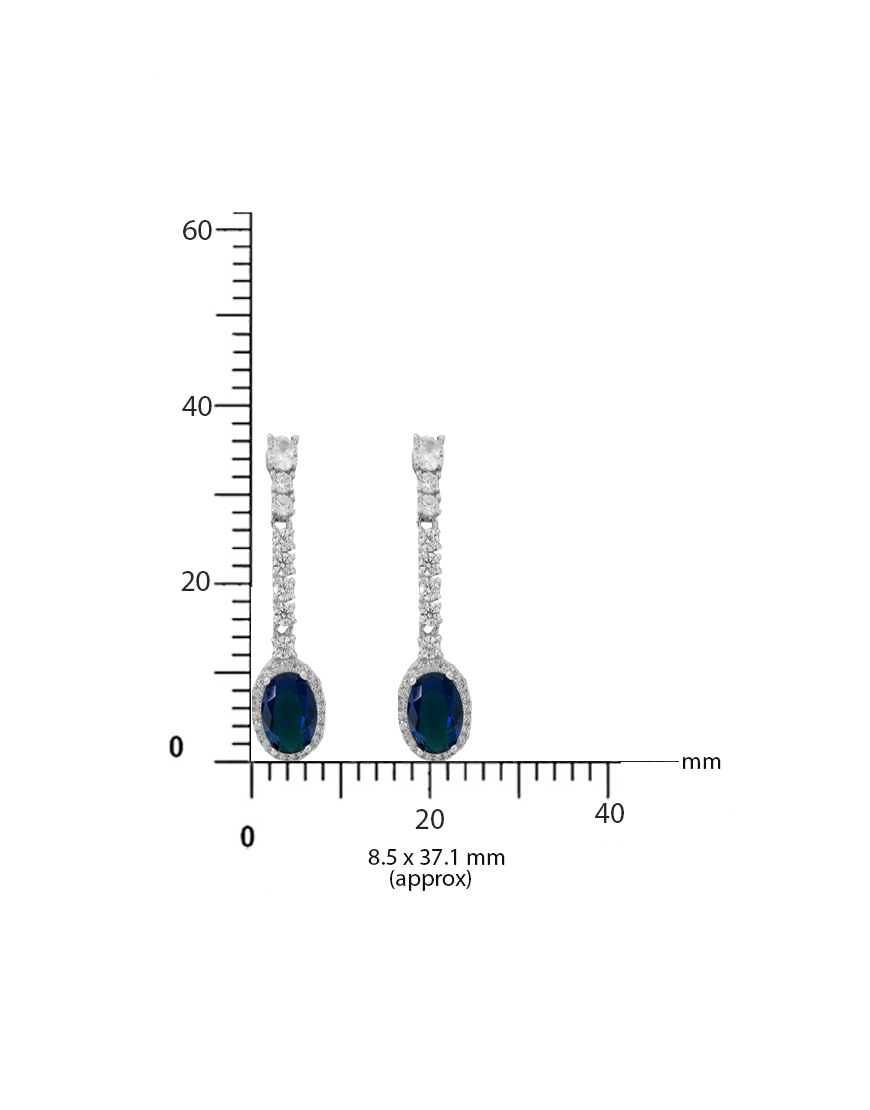 Silver CZ Diamond Line Danglers (Sapphire)