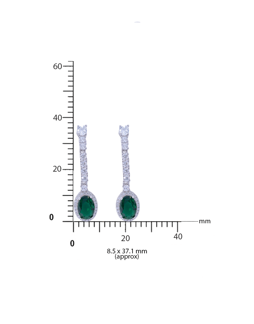 Silver CZ Diamond Line Danglers(Emerald)
