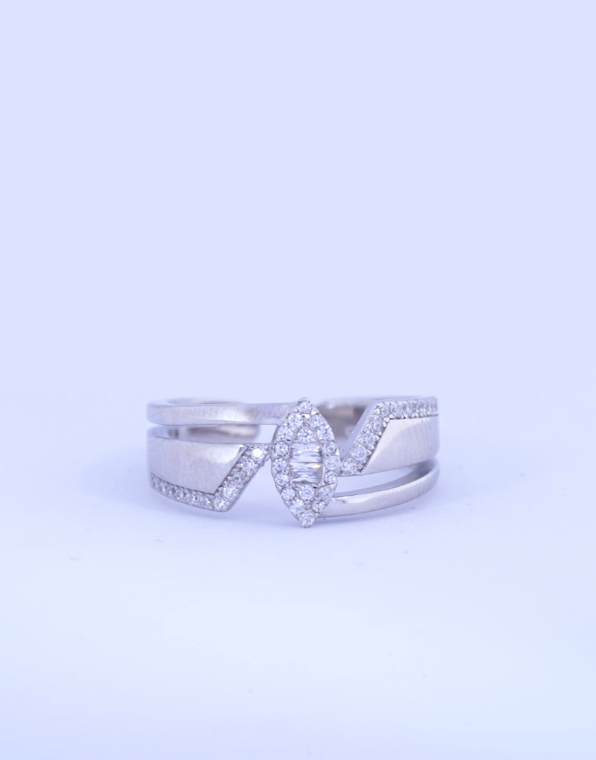 Silver Casual Adjustable Ring (Marquis)