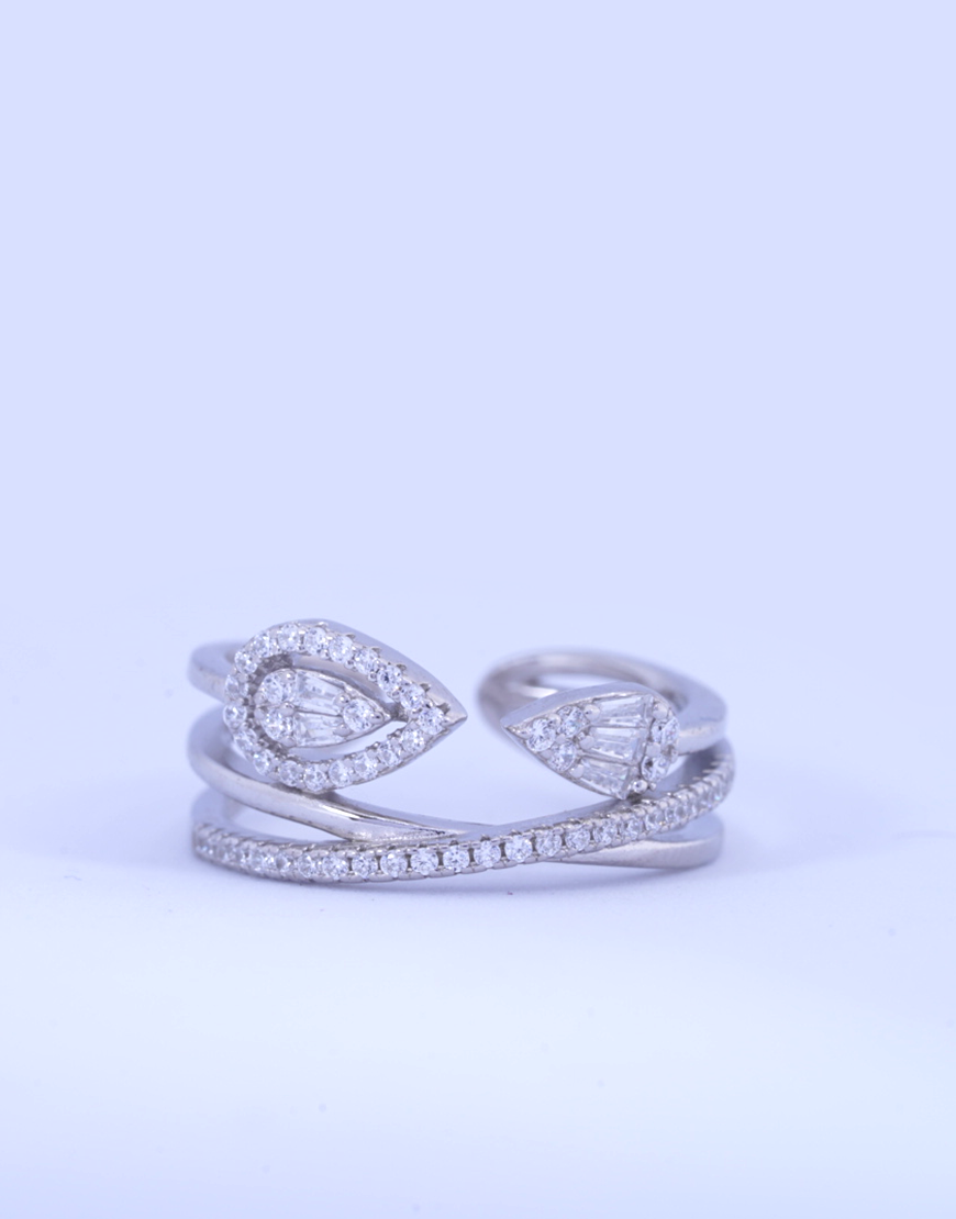 Silver Casual Adjustable Ring (Pear)