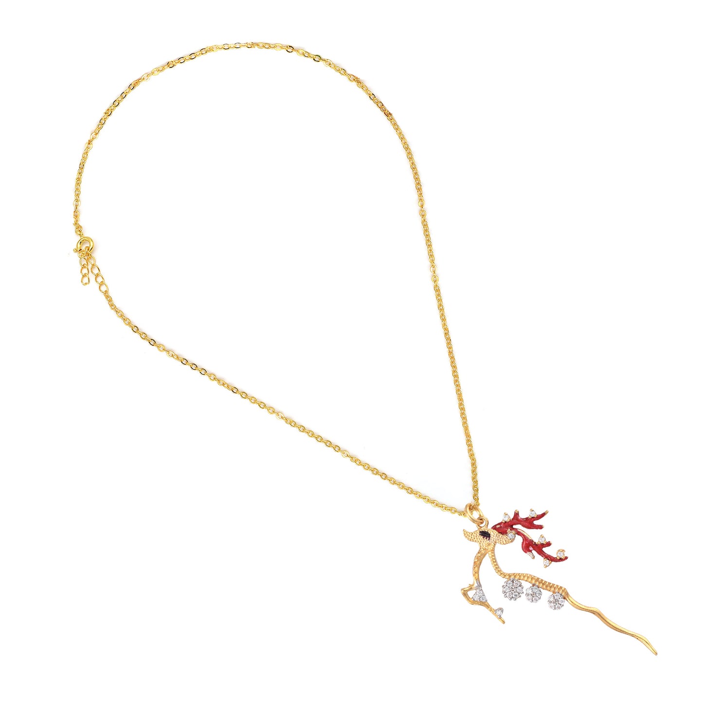 Silver Deer Flower Necklace