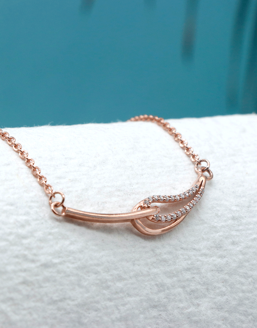 Rosegold Double Leaf Necklace