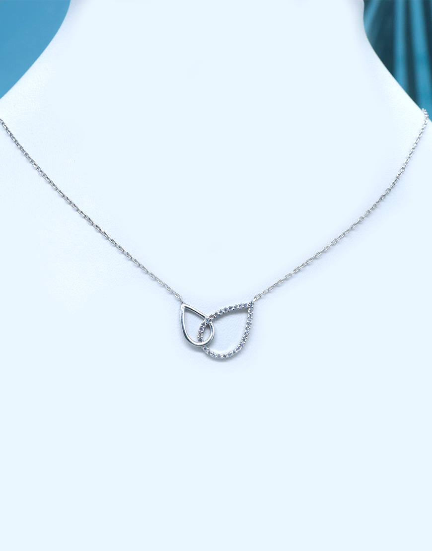 Silver Drop Intertwine Necklace
