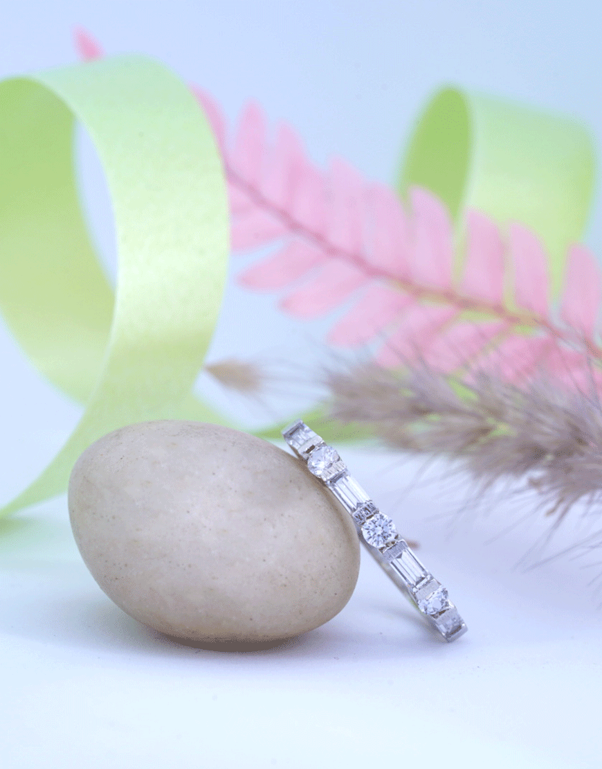 Silver Eternity Baguette Swarovski diamond Ring