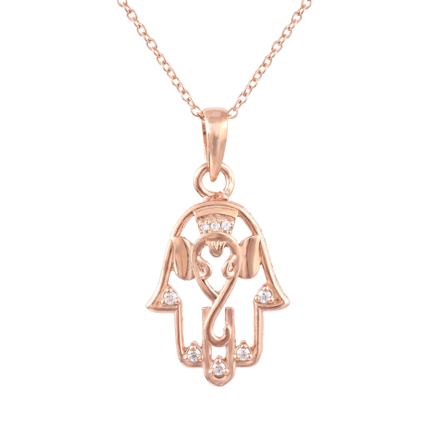 Silver Hamsa Ganesha Necklace