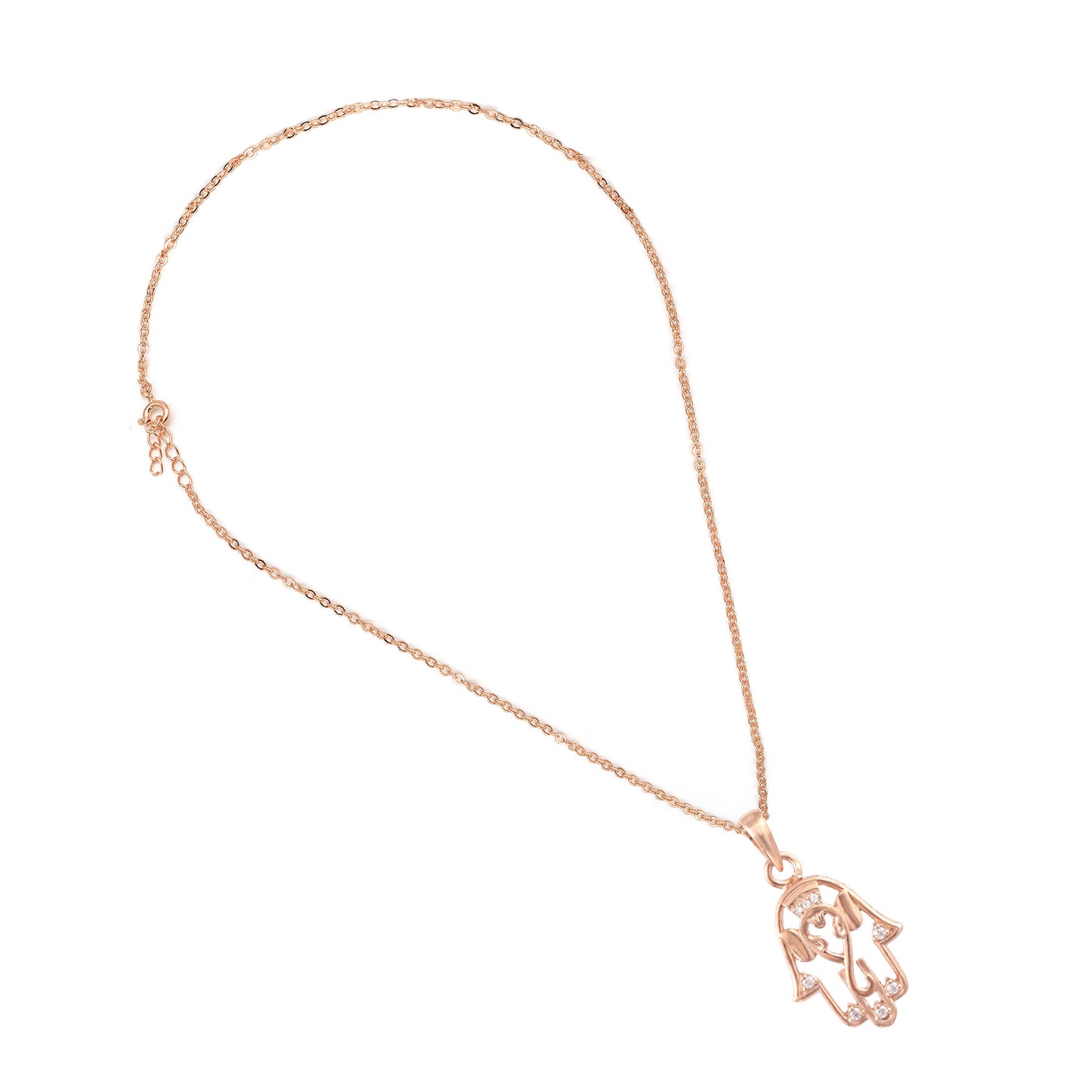 Silver Hamsa Ganesha Necklace