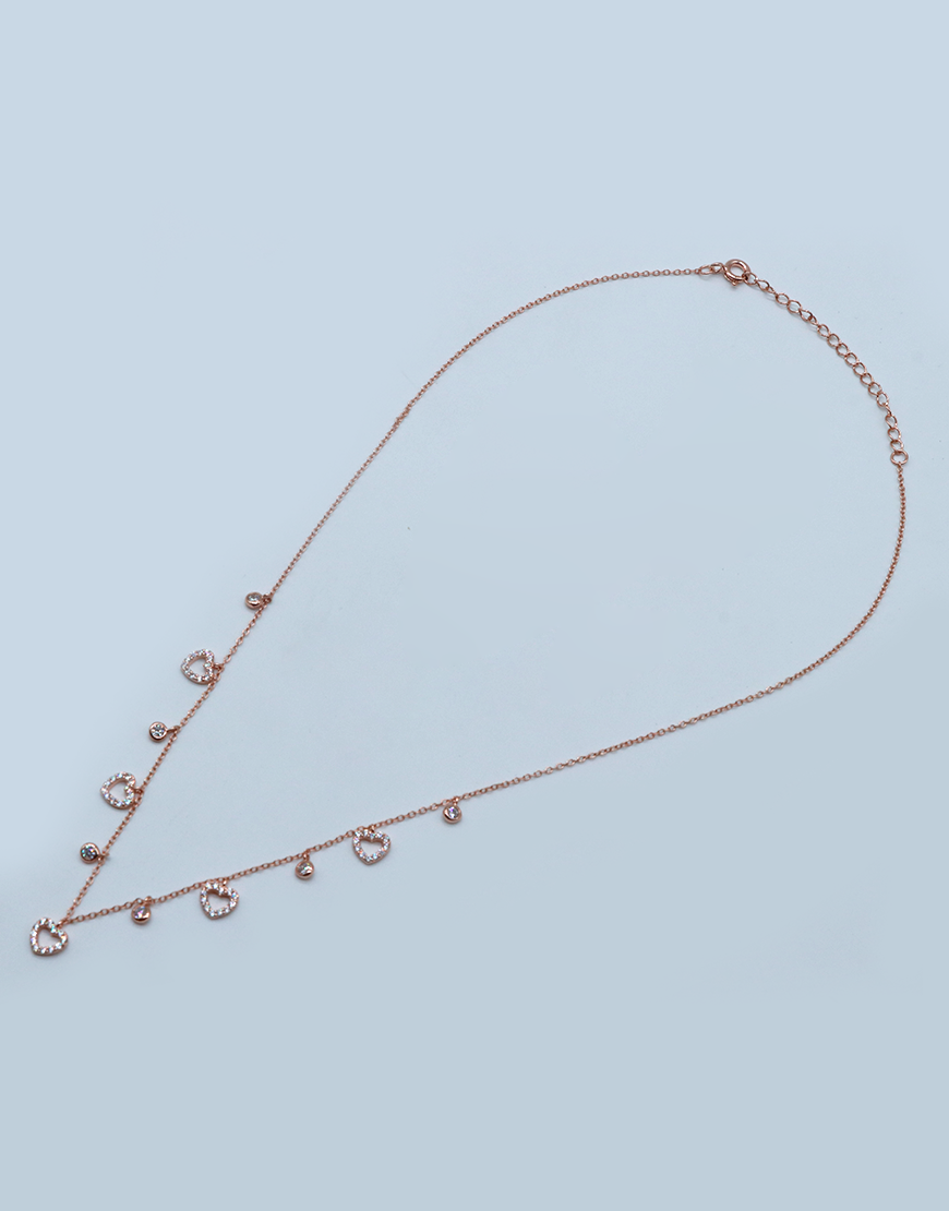 Silver Heart Charm Necklace(Rose gold)