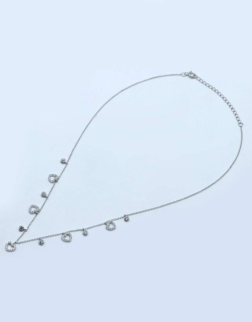 Silver Heart Charm Necklace (Silver)