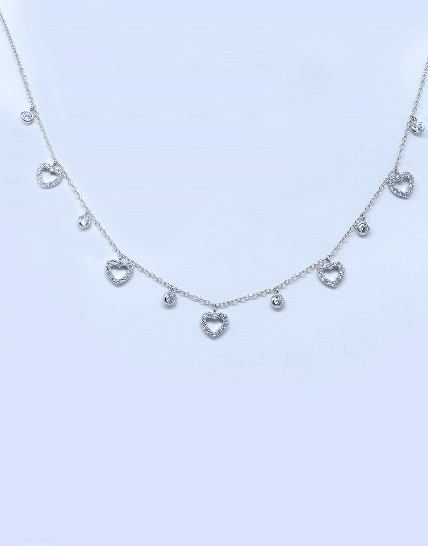 Silver Heart Charm Necklace (Silver)