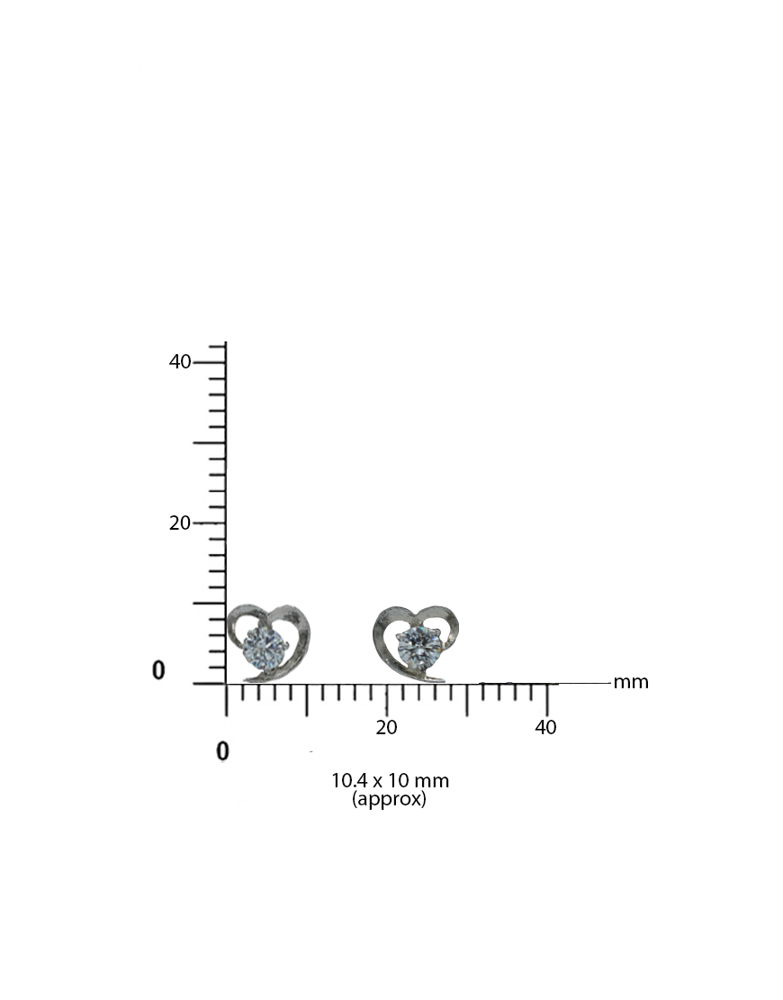 Silver Heart Swarovski Studs