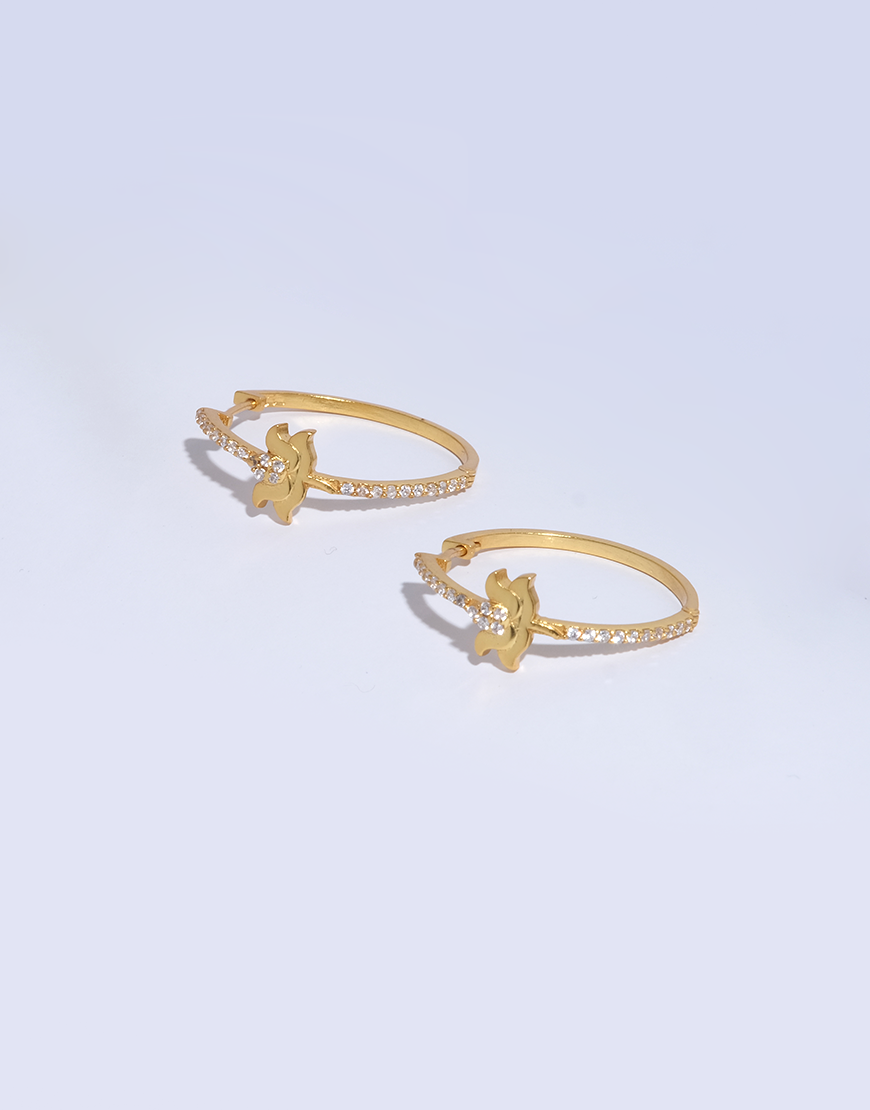 Silver Lotus Hoops (Gold)