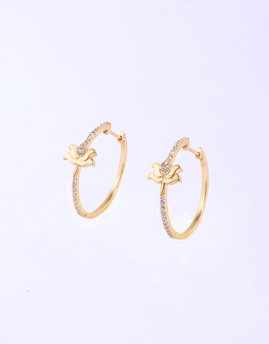Silver Lotus Hoops (Gold)