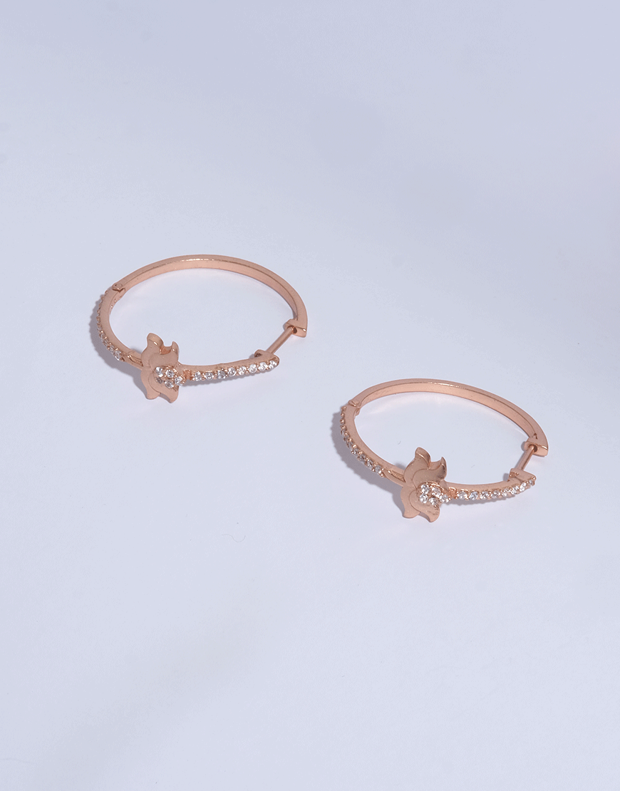 Silver Lotus Hoops (Rosegold)