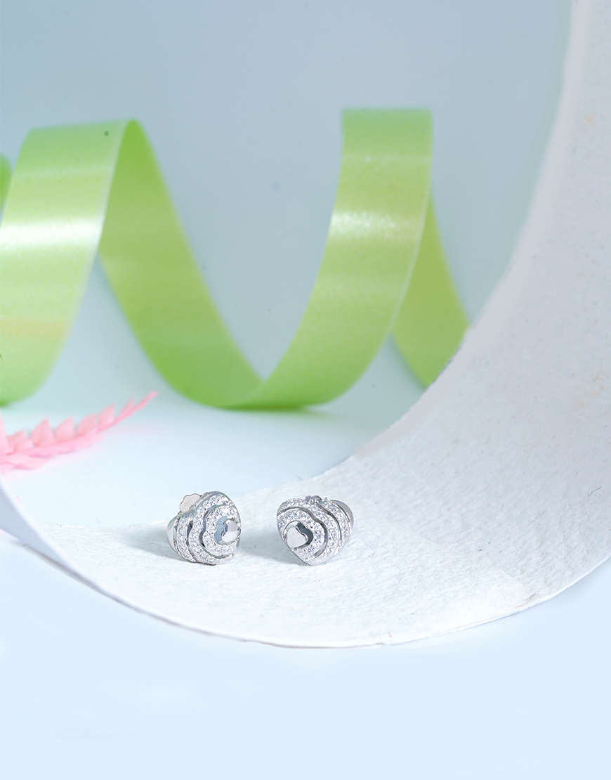 Silver Mini Heart Studs