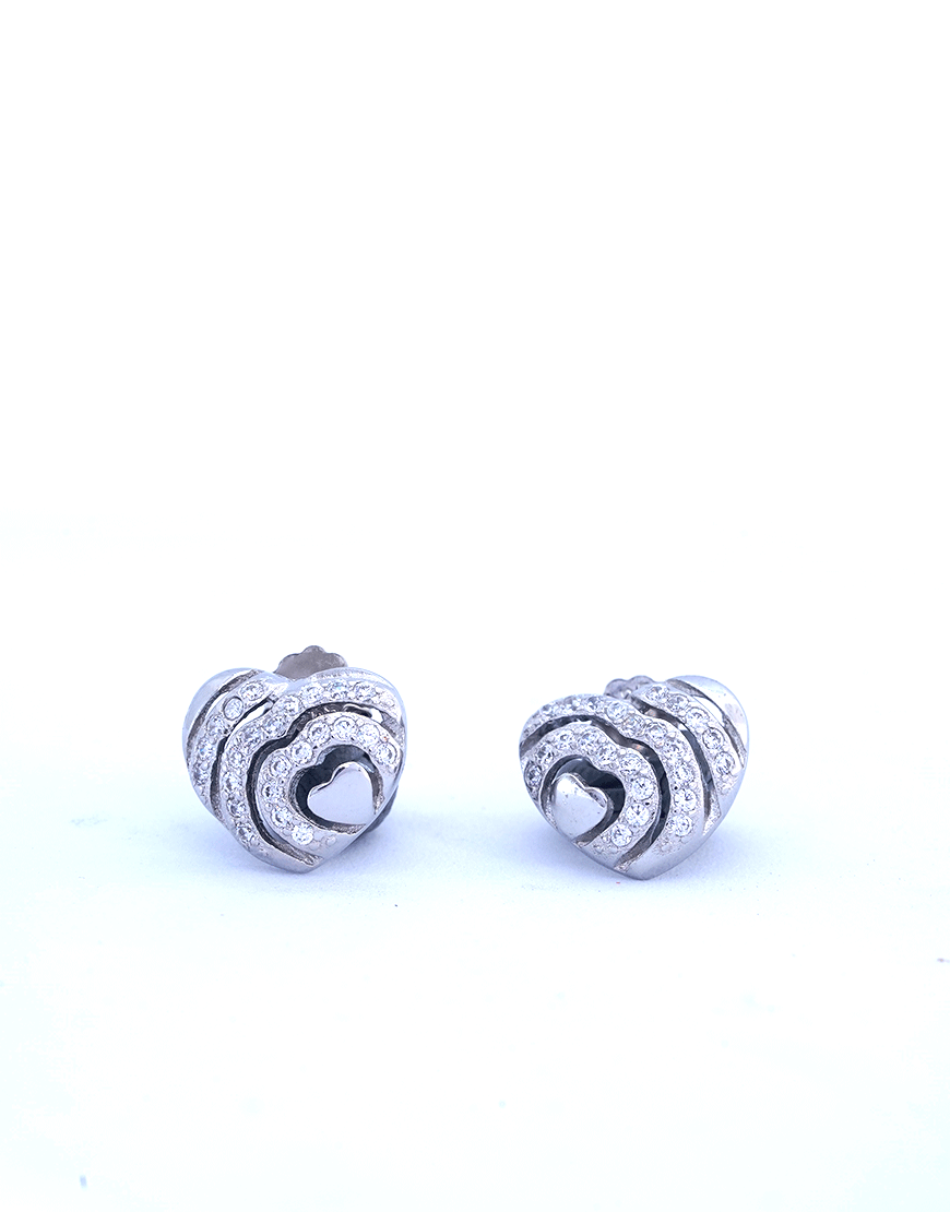 Silver Mini Heart Studs