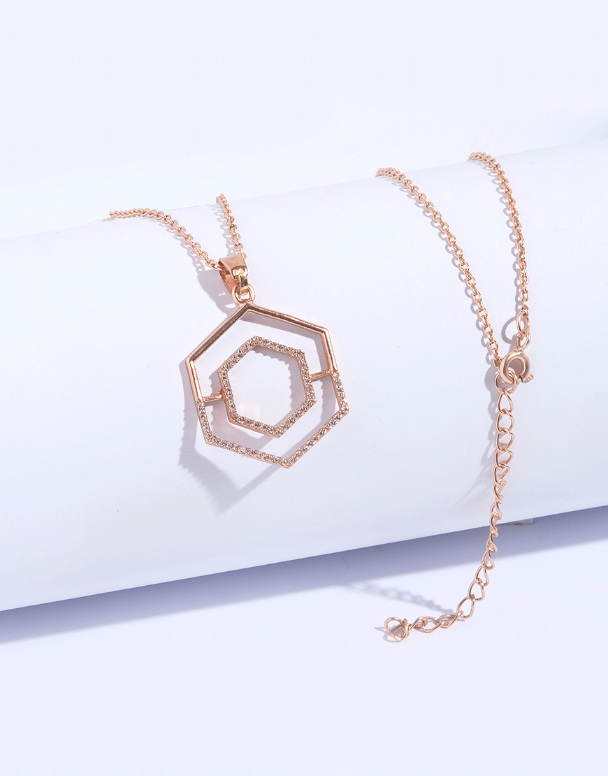 Silver Octo Necklace Set (Rosegold)