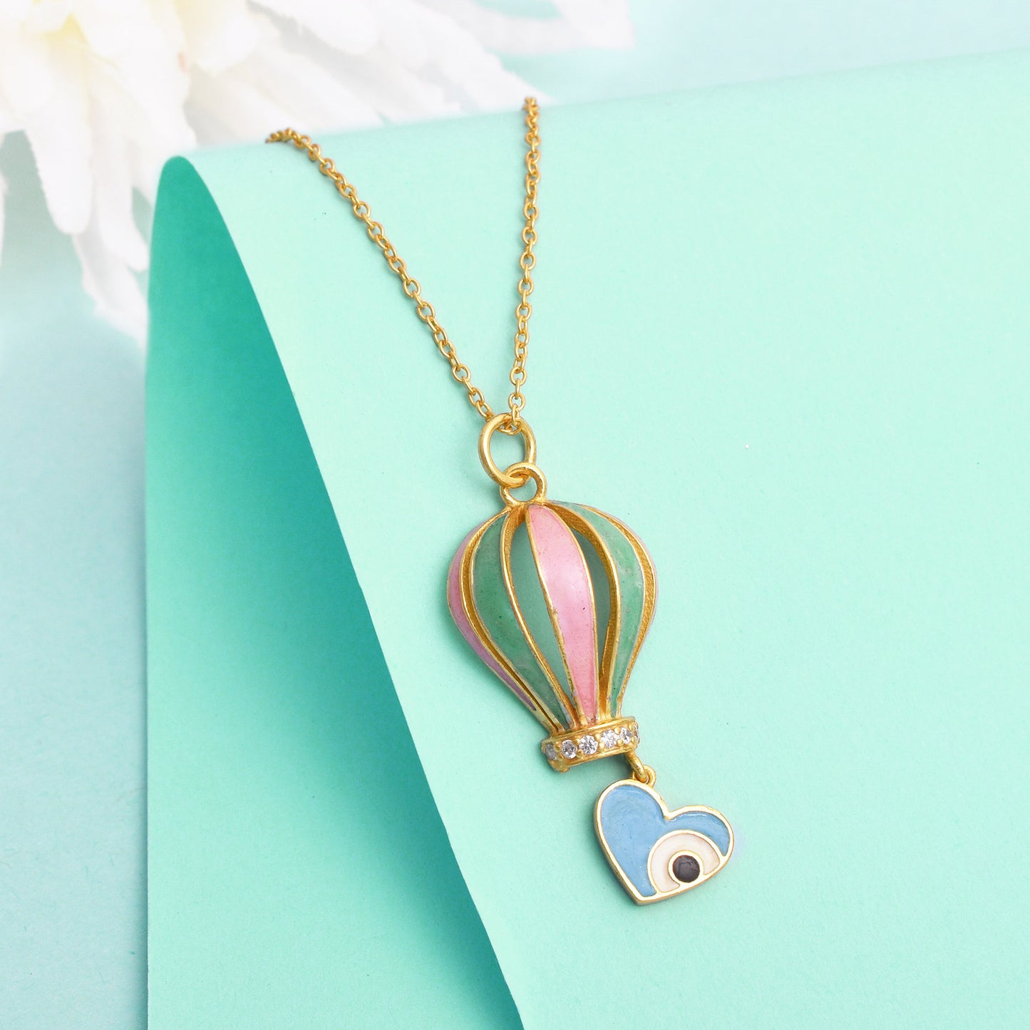 Silver Parachute Heart Necklace