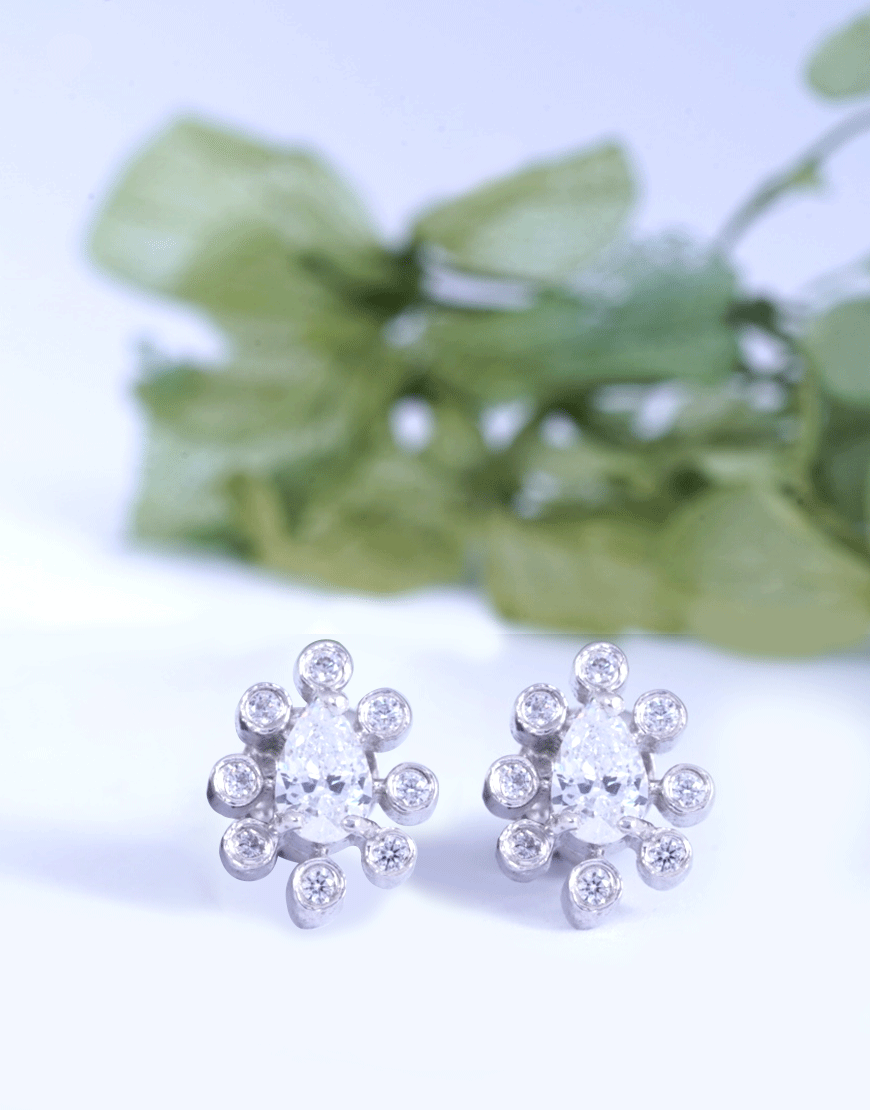 Silver Pear Swarovski Studs