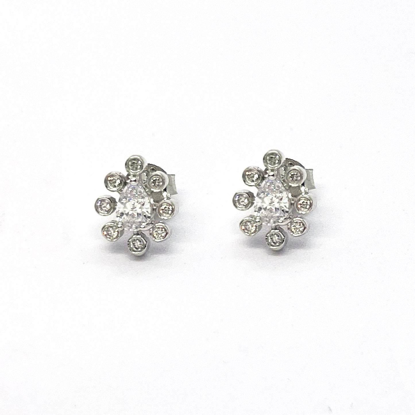 Silver Pear Swarovski Studs
