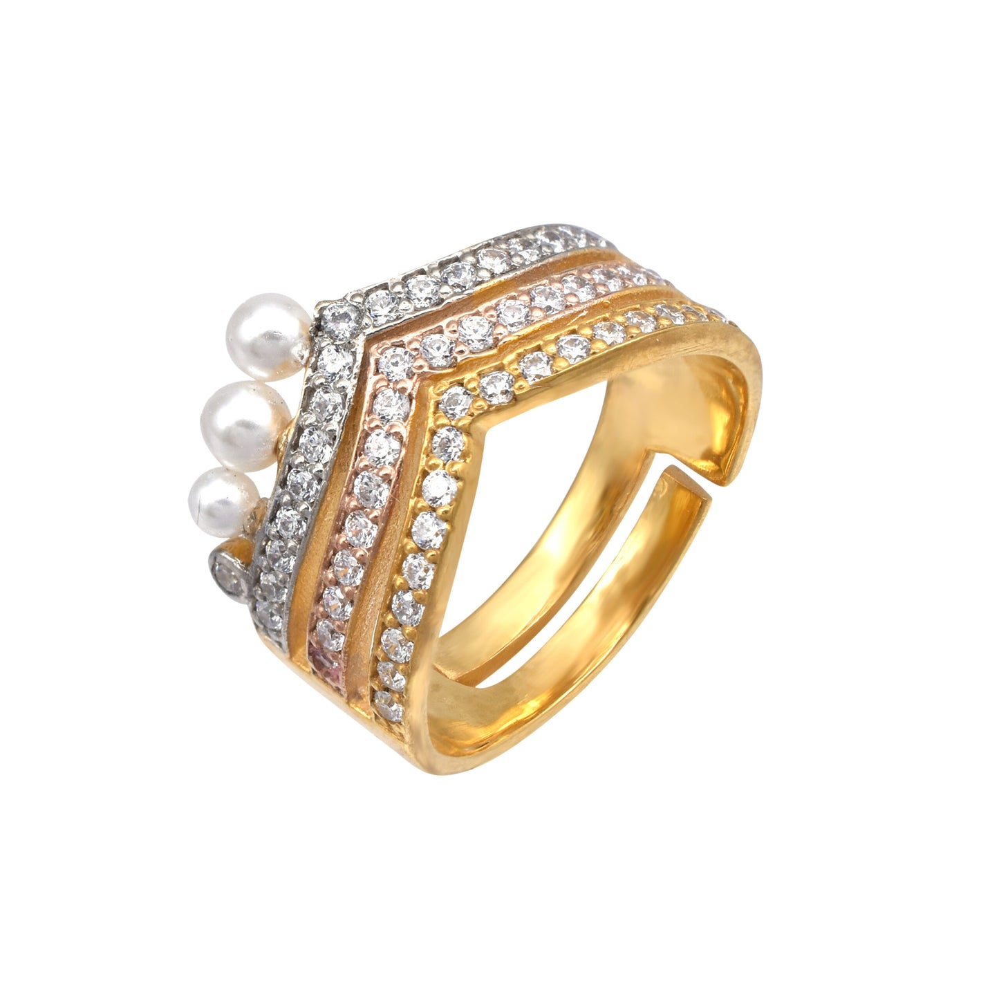 Silver Pearl Stack Adjustable Ring