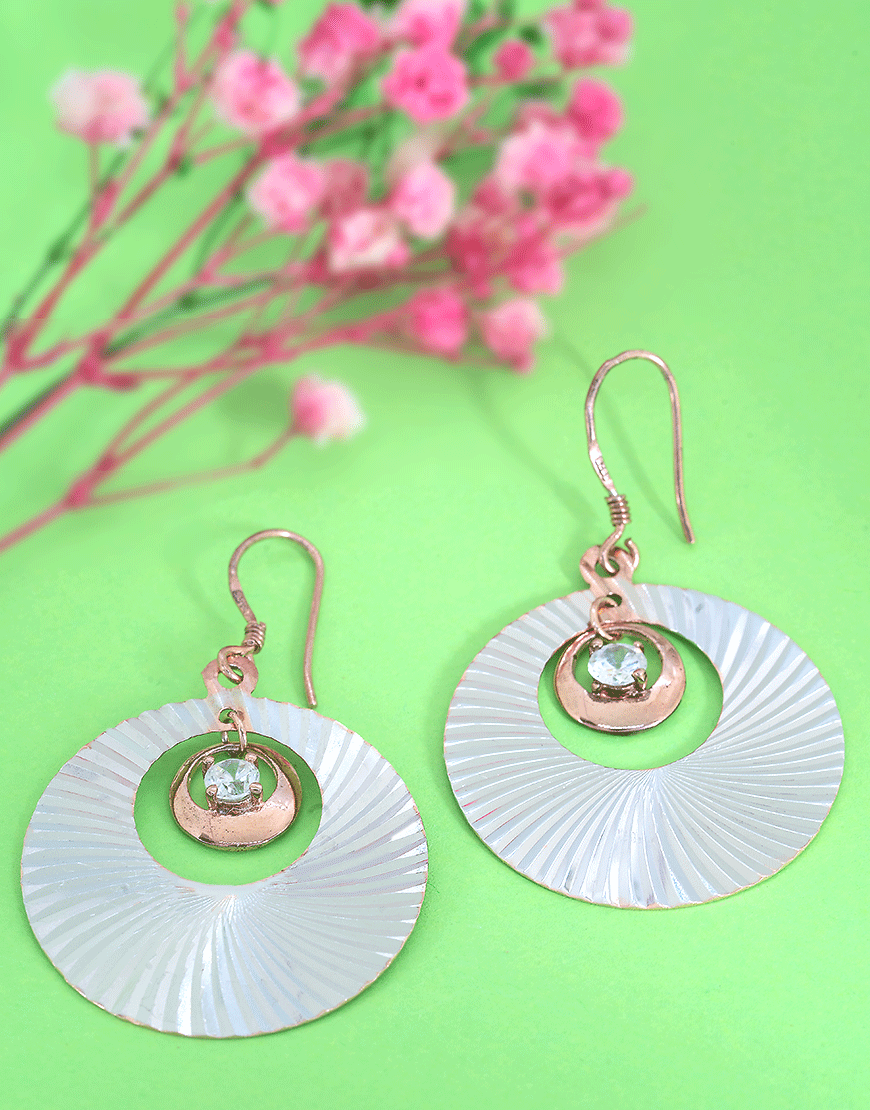 Silver Disco Danglers
