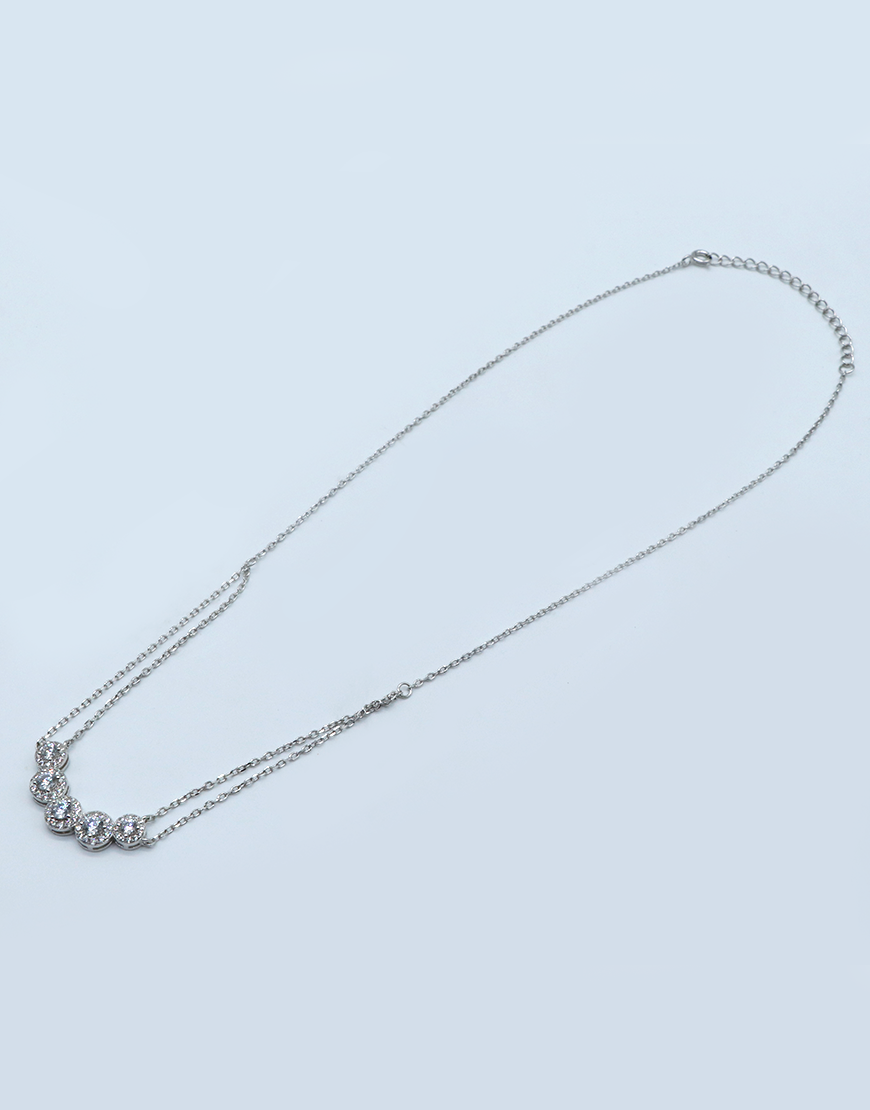 Silver Solitaire Crescent Necklace