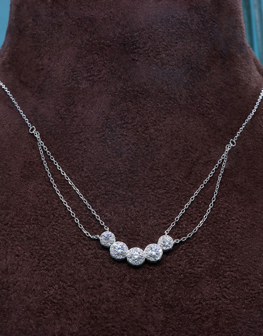 Silver Solitaire Crescent Necklace